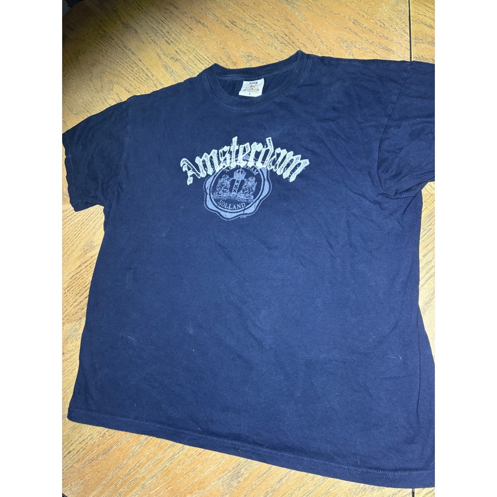 Fox Originals Amsterdam Holland Graphic T-Shirt Navy Blue Mens Large
